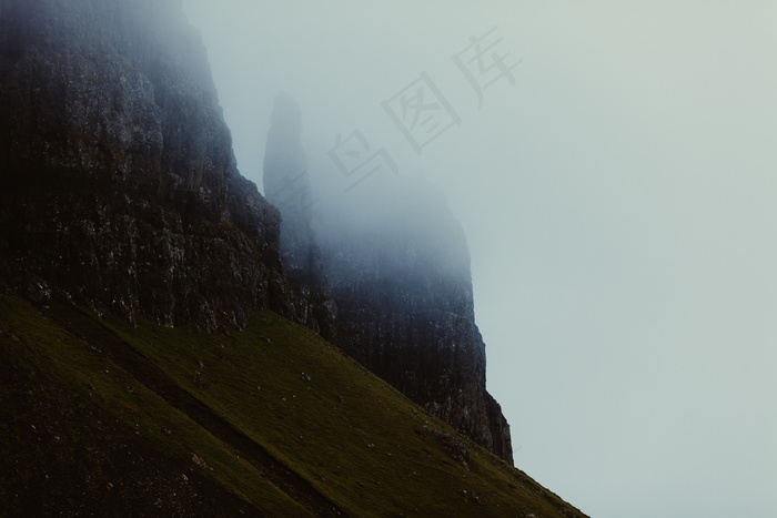 山峦,峡谷,云雾,天空,树,山岩雾有雾
