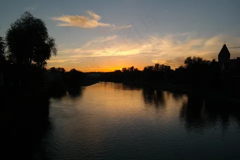 日落,傍晚的天空,云,天空,江,多瑙河,水 日落,傍晚的天空,云,天空,江,多瑙河,水