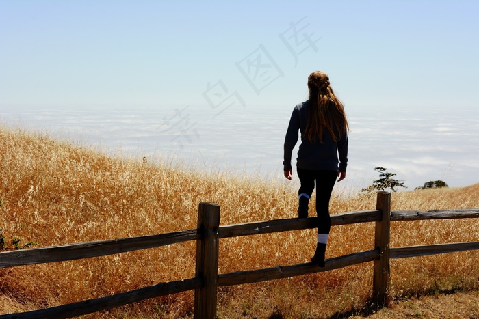 女孩，围栏，监视，女性，年轻，意见，女人，返回