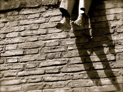 墙，阴影，放松，脚，灰色，脚，放松