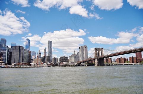 桥，太阳，曼哈顿，布鲁克林，纽约