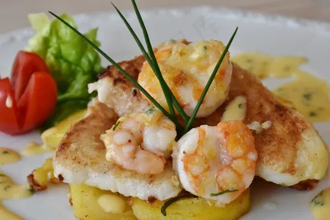 鱼，鱼板，圆角鱼片，马铃薯，食品，炸薯条