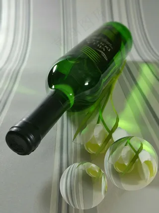 葡萄酒，白葡萄酒，瓶，郁金香