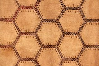 麂皮绒，织物，六角形，棕褐色，柔软，图案，缝制，六