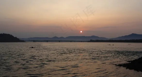 日出，西高止山脉，山脉，河流，印度