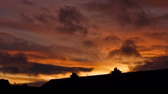 日落，天空，橙色