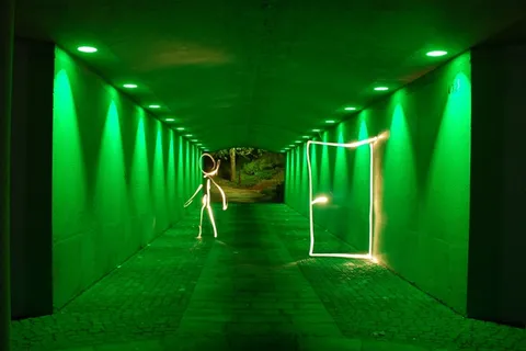 绿色，手电筒，输出，帮派，门，发光