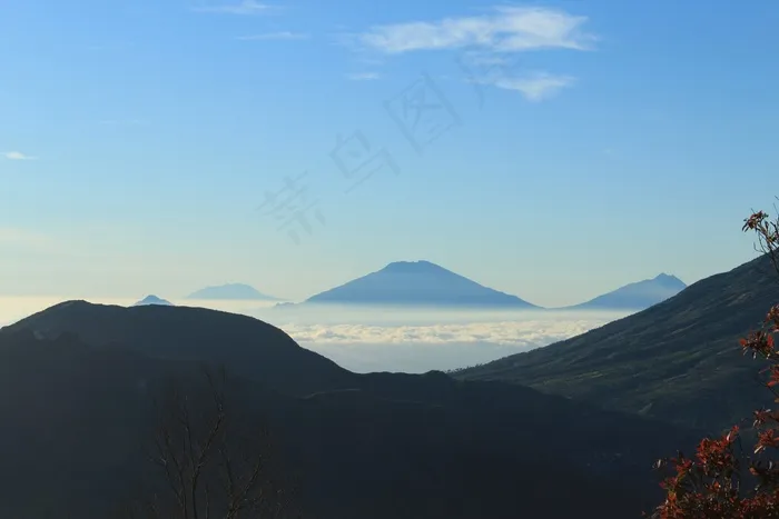 装载，Sikunir，Jateng，云，天空是蓝色的，意见