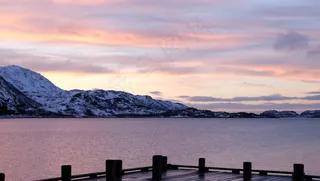 晚上，天空，风景，湖泊，冬天