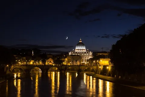 罗马,Trastevere,桥,夜,夜空,河 罗马,Trastevere,桥,夜,夜空,河