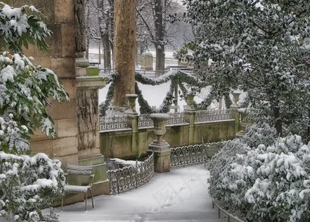 巴黎,法国,冬天,雪,树木,建筑 巴黎,法国,冬天,雪,树木,建筑