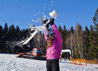 滚雪球，冬天，雪，山，游戏，单板滑雪
