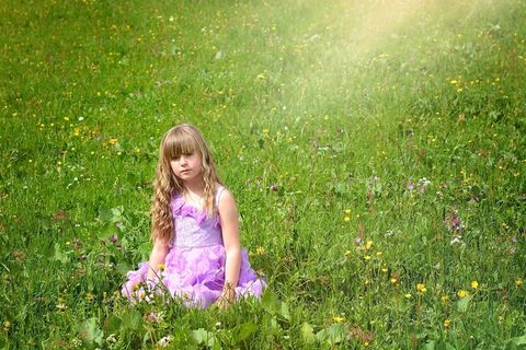 人，人的，女性，儿童，女孩，金发，长长的头发