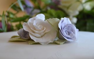 婚礼，蛋糕，装饰，糖霜，白色，紫色，返回页首