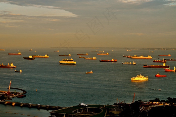 船，水，暮光之城，新加坡，旅行，船舶