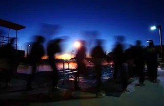 日出，外，早晨，天空，云，男子