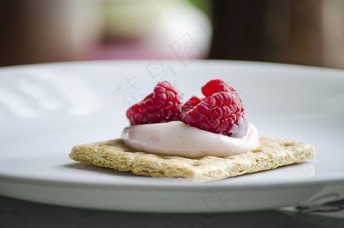 覆盆子，饼干，甜点，小吃，食品，健康