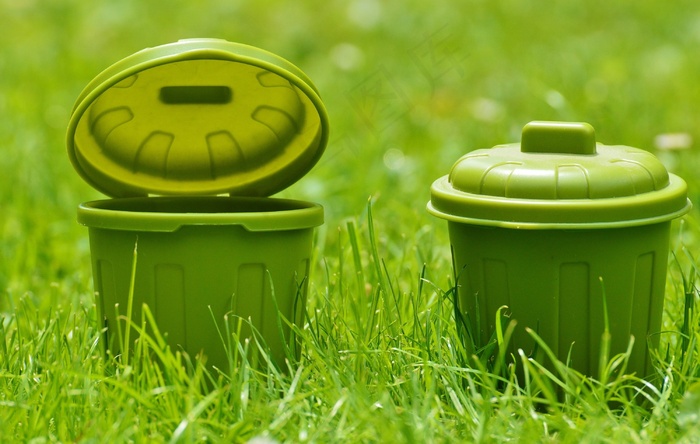 Mülltonnen，绿色，塑料，水桶，颜色，微型