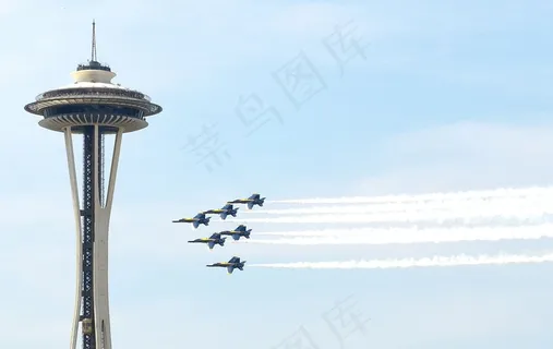 海军蓝色天使，西雅图，飞机，太空针塔