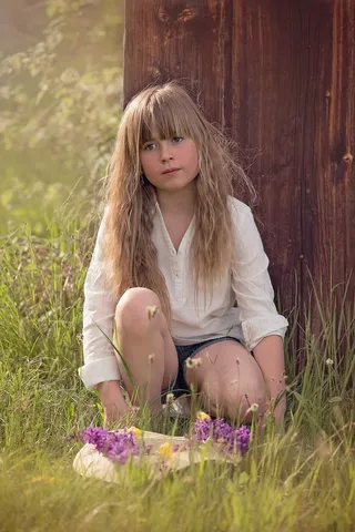 人，人的，女性，女孩，金发，长长的头发，自然