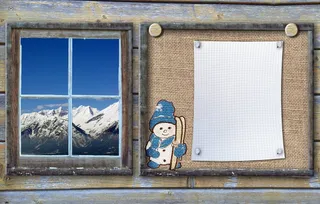 公告板，冬季运动，雪人，木材，蓝色