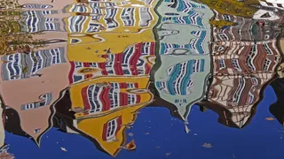 图宾根，镜像，变形，水，房屋