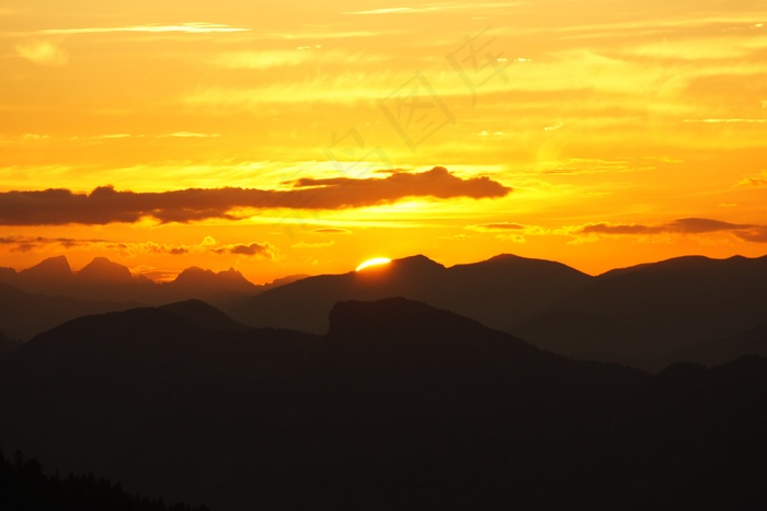 Abendstimmung，山脉，日落，高山，黄昏