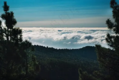 天空,山峦,卷积云,湖泊,云雾,山谷上空的云