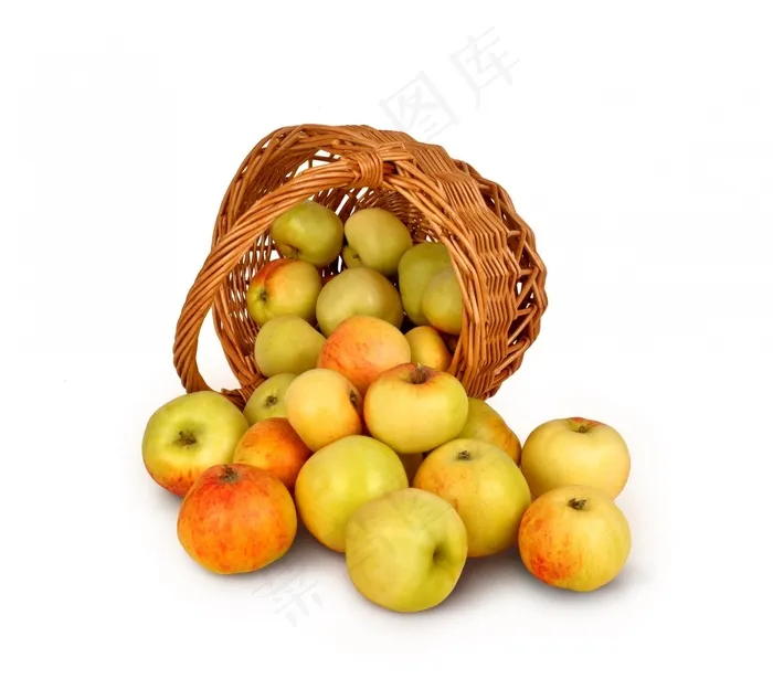 苹果，篮，隔离，背景，作物，水果，食品