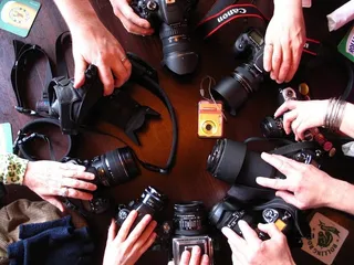 复古相机,单反相机,物镜,网络摄像机,摄影记者,合影