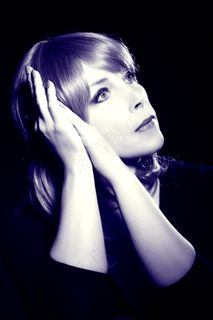 黑白肖像，手，肖像，脸，关闭