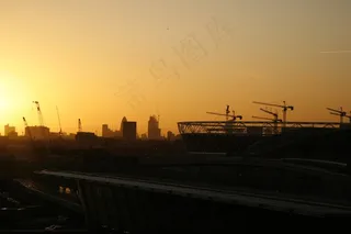 伦敦，建设，城市，日落，橙色，黄色