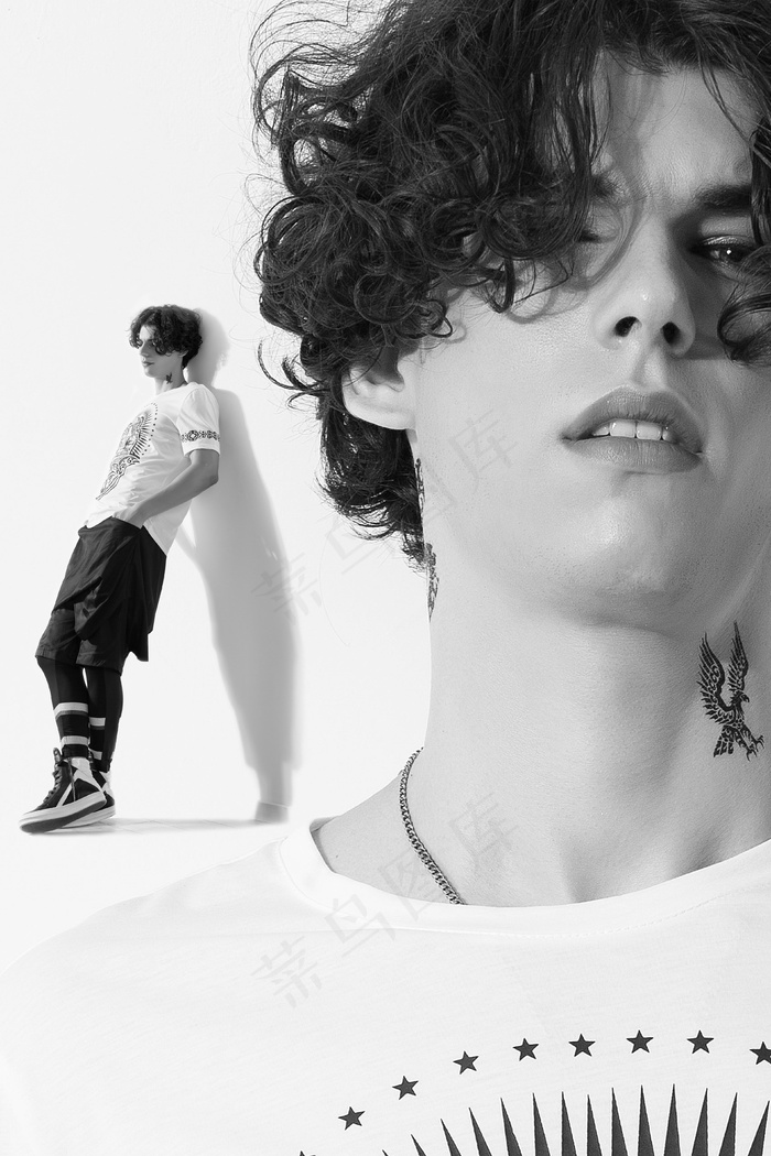 时尚，肖像，广告，黑白，男性