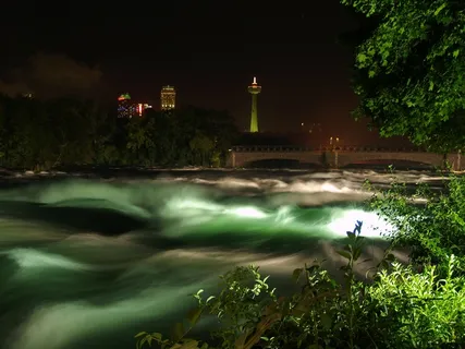 急流，尼亚加拉大瀑布，夜，尼亚加拉，水，加拿大