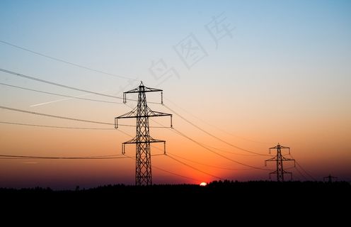 电源杆，日落，风景，红色，光，背光