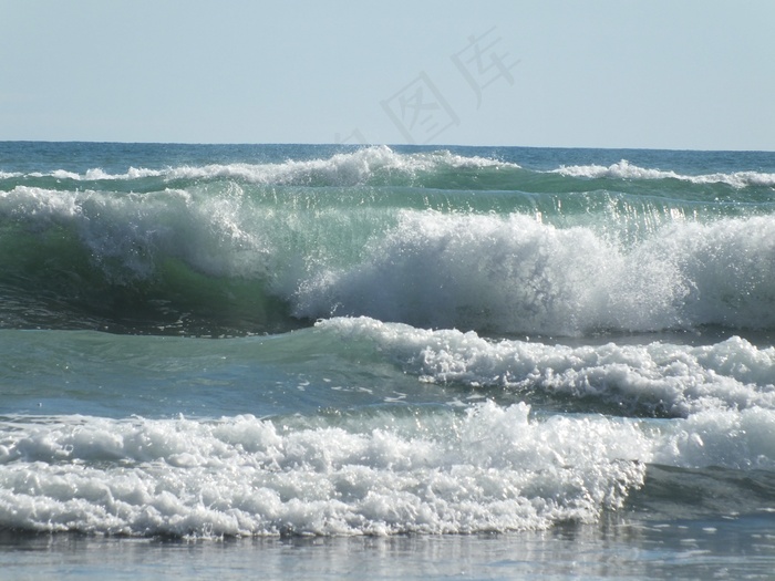 波浪，天空，海滩，新西兰，海，海洋