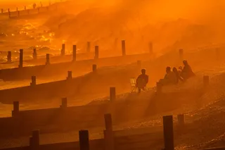 在傍晚，海洋，日落