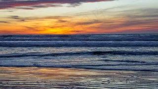 日落，黄昏，天空，海滩，海岸，海洋，大海，水