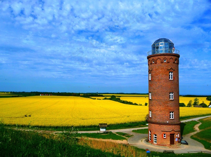灯塔，塔，黄色，天空，阳光