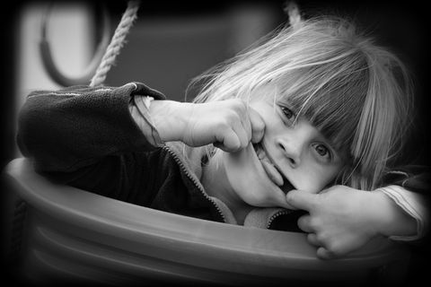 儿童，女孩，脸，做鬼脸