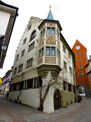 凸窗，角落，建筑，色彩缤纷，传统