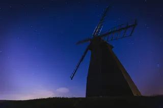 风车，历史，剪影，晚上，黄昏