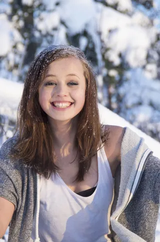 女孩，人，快乐，微笑，冬天，雪