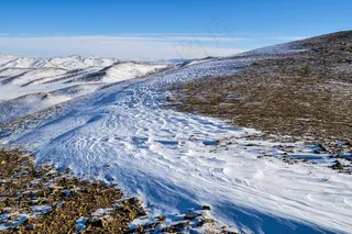 雪，山，风，冬天，寒冷，徒步旅行