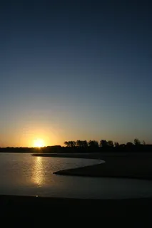 日落，风景，水
