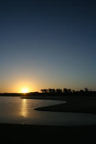 日落，风景，水