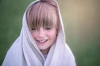 人，人的，女性，女孩，脸，视图，毯子