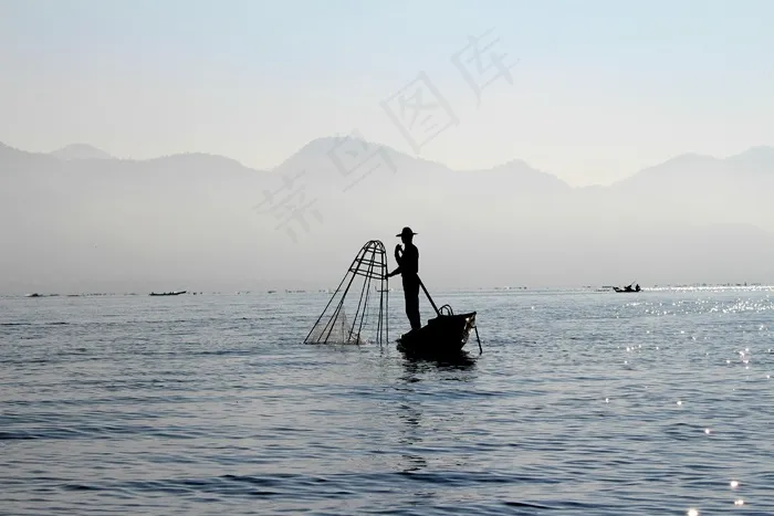 渔夫，茵莱湖，Shan邦，缅甸，缅甸