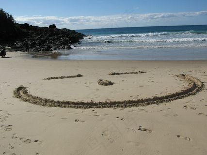 微笑，沙，海滩，快乐，夏日乐趣，假期