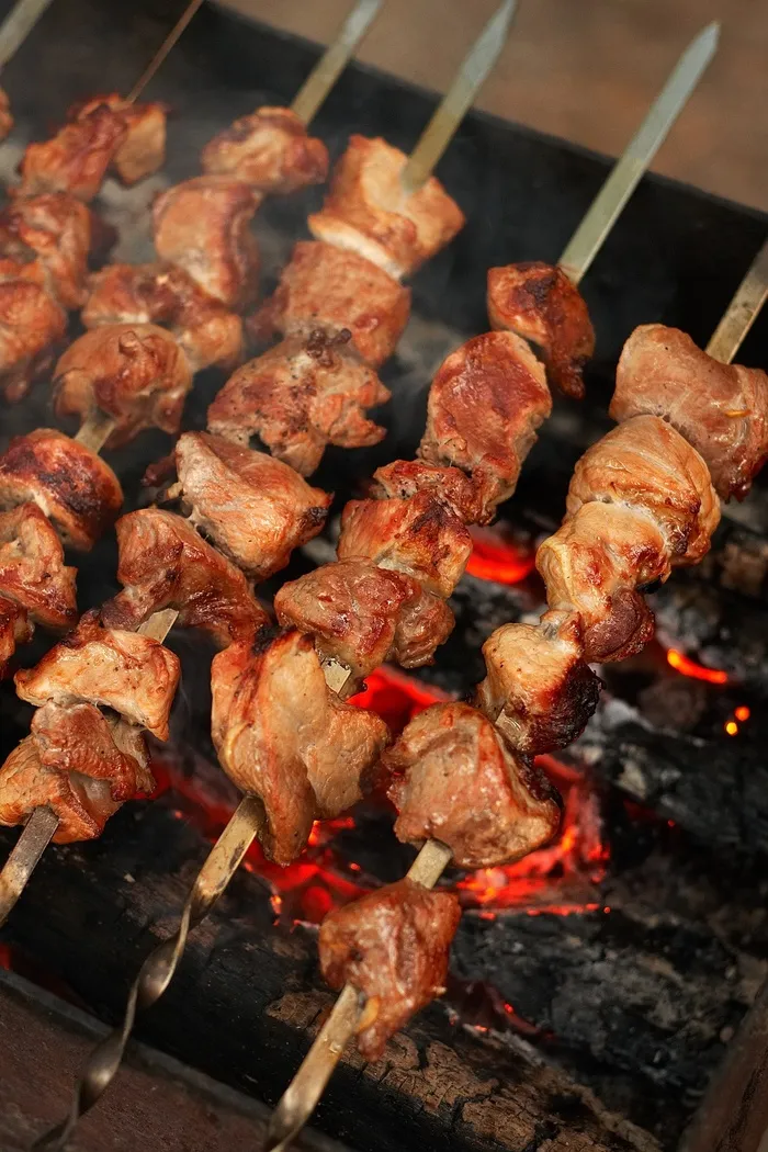 食品，野餐，烤肉串，肉，Mangal，炒肉